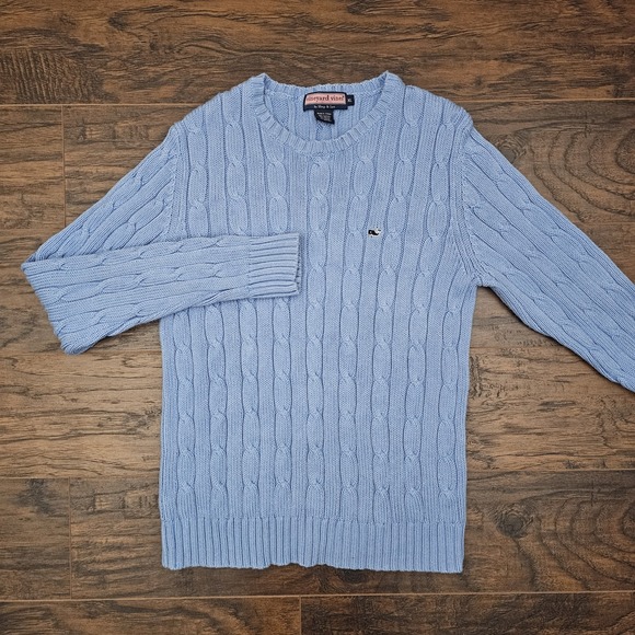 Vineyard Vines Sweaters - Vineyard Vines Sweater Womens XL Light Blue Cable Knit Soft Classic Preppy